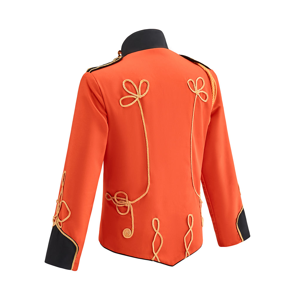Victorian Style Orange Military Jacket with Gold Trim for Victorian Themed Gatherings Historical Reenactments Dances Halloween Christmas