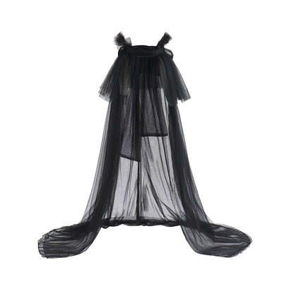 Medieval Black Sheer Train Dragging Cloak for Historical Reenactments Medieval Themed  Halloween Christmas Cosplay Events