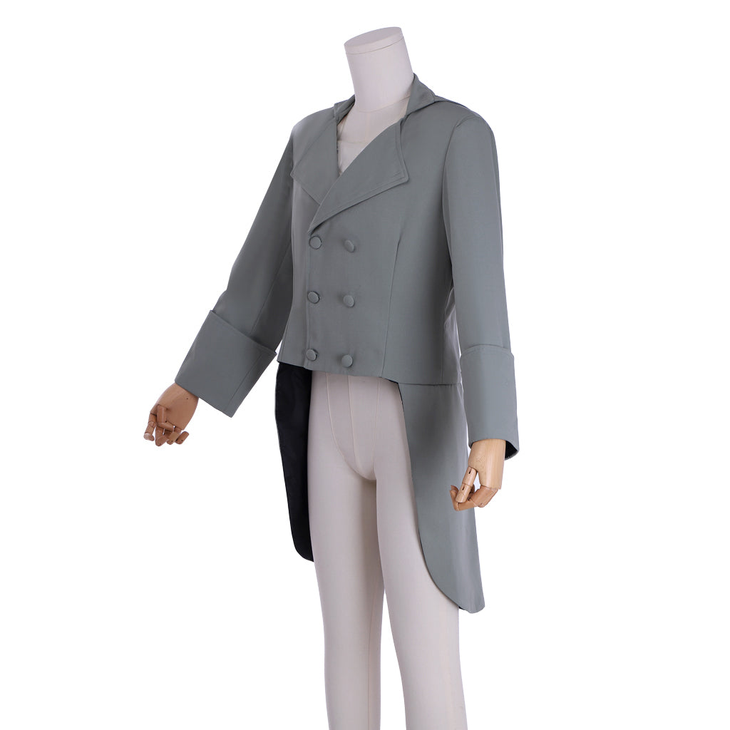 Medieval Victorian Men's Grey Military Inspired Noble Court Costume Cosplay Stage Outfit Adult Halloween Christmas Party Themed Outfit