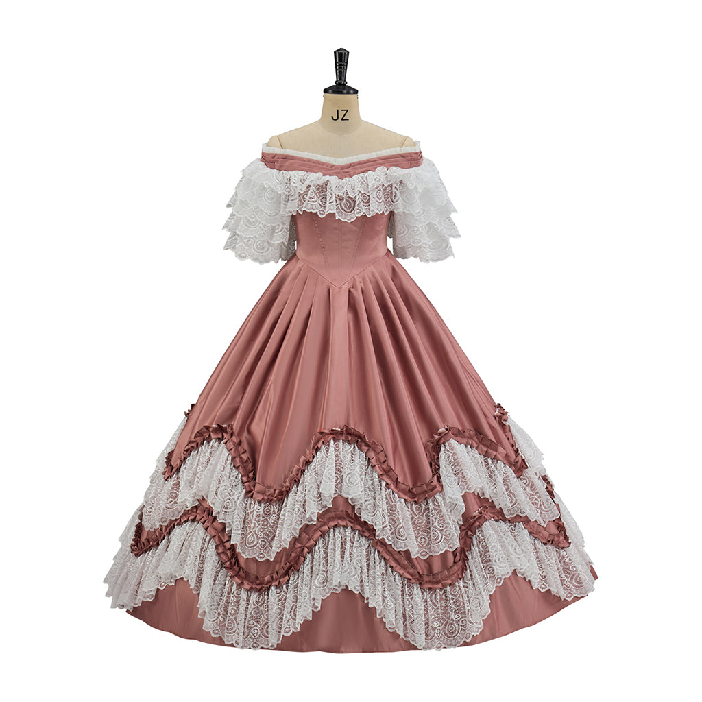 Medieval Off Shoulder Ball Gown in Crimson Historical Reenactments Medieval  Dances Halloween Christmas Cosplay Events