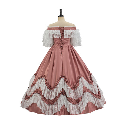 Medieval Off Shoulder Ball Gown in Crimson Historical Reenactments Medieval  Dances Halloween Christmas Cosplay Events