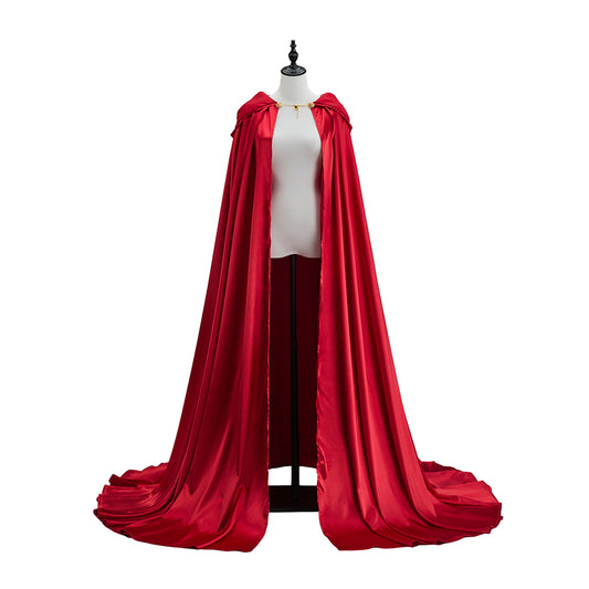 Medieval Red Satin Cloak with Long Train for Historical Reenactments Medieval Themed Gatherings Royal  Halloween Christmas Cosplay Events