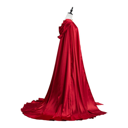 Medieval Red Satin Cloak with Long Train for Historical Reenactments Medieval Themed Gatherings Royal  Halloween Christmas Cosplay Events