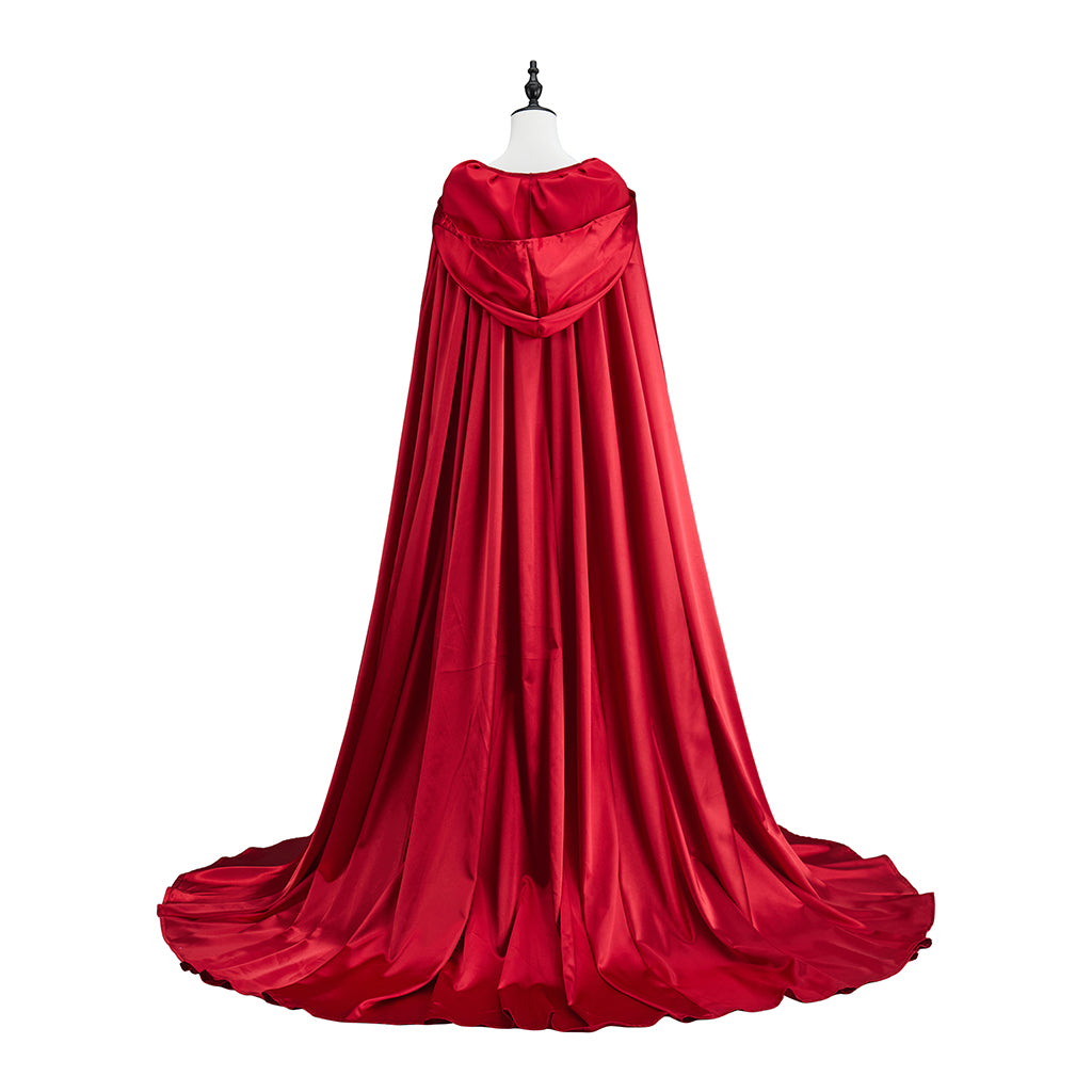 Medieval Red Satin Cloak with Long Train for Historical Reenactments Medieval Themed Gatherings Royal  Halloween Christmas Cosplay Events