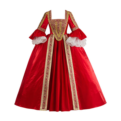 Renaissance Red Gown with Gold Trim for Historical Reenactments Renaissance Themed Gatherings Costume Parties Halloween Christmas
