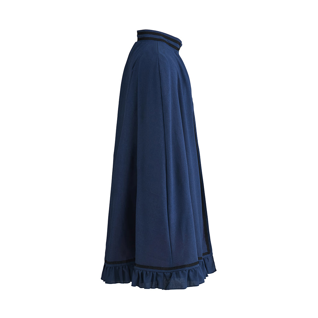 Medieval Navy Blue Cloak with Ruffled Hem for Historical Reenactments Medieval Themed Gatherings Christmas Celebrations Cosplay Events