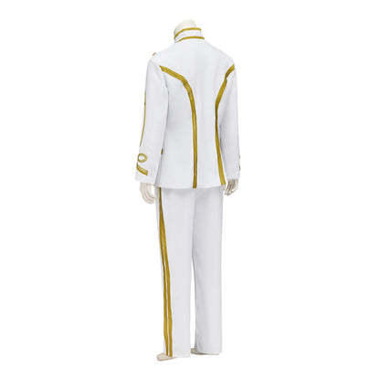 Regency White Military Style Uniform with Gold Piping for Historical Reenactments Royal Themed Balls Cosplay Events Halloween Christmas