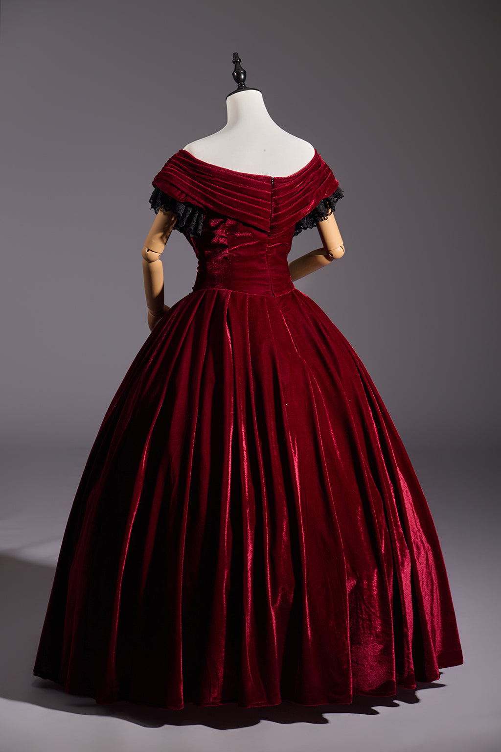 Victorian Crimson Velvet Ball Gown for Historical Reenactments Victorian Themed Gatherings Costume Balls Formal Historical Galas