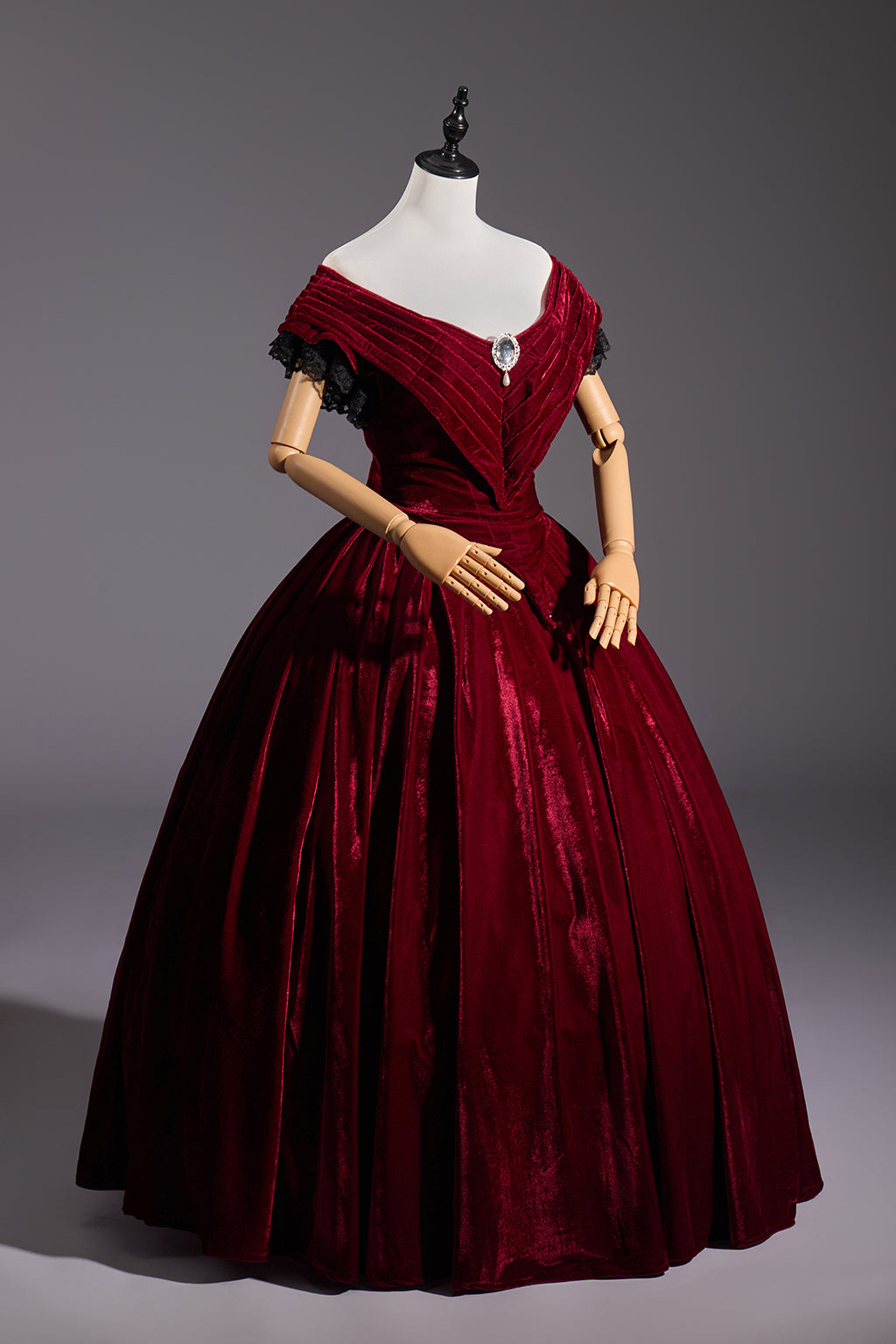 Victorian Crimson Velvet Ball Gown for Historical Reenactments Victorian Themed Gatherings Costume Balls Formal Historical Galas