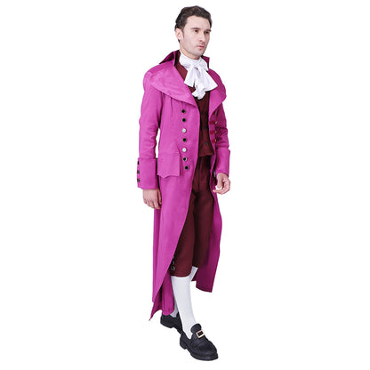 Regency Era Men's Pink Frock Coat Ensemble with Waistcoat and Cravat for Historical Reenactments Cosplay Events or Halloween Christmas or Parties