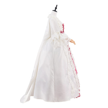 Medieval Pink Satin Gown with White Lace Robe for Historical Reenactments Medieval Themed Gatherings Renaissance Halloween Christmas