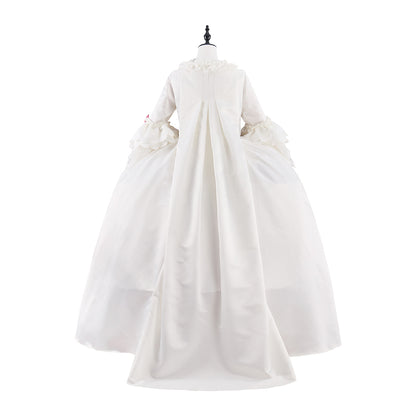 Medieval Pink Satin Gown with White Lace Robe for Historical Reenactments Medieval Themed Gatherings Renaissance Halloween Christmas