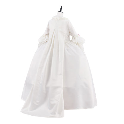 Medieval Pink Satin Gown with White Lace Robe for Historical Reenactments Medieval Themed Gatherings Renaissance Halloween Christmas