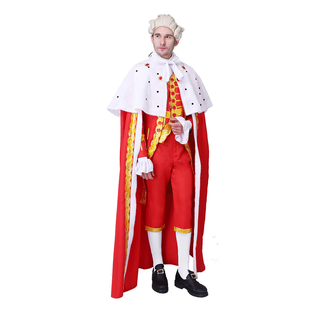 the Musical The Greatest Showman King Cosplay Costume P. T. Barnum Stage Costume Antonio Maria Royal Court Outfit Adult Halloween Charistmas Party Red Suits With Cloak