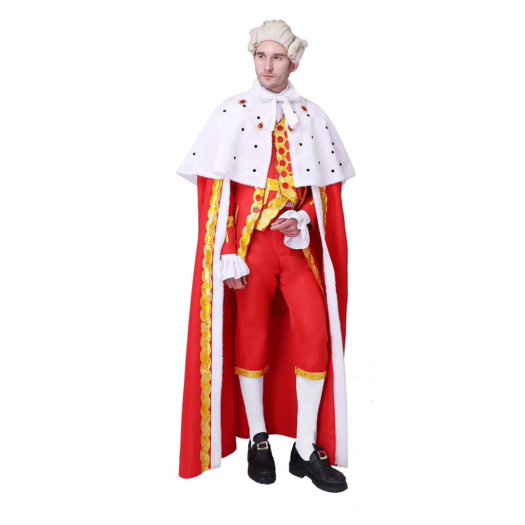 the Musical The Greatest Showman King Cosplay Costume P. T. Barnum Stage Costume Antonio Maria Royal Court Outfit Adult Halloween Charistmas Party Red Suits With Cloak