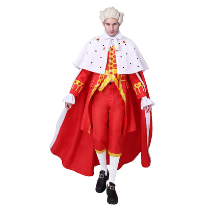 the Musical The Greatest Showman King Cosplay Costume P. T. Barnum Stage Costume Antonio Maria Royal Court Outfit Adult Halloween Charistmas Party Red Suits With Cloak