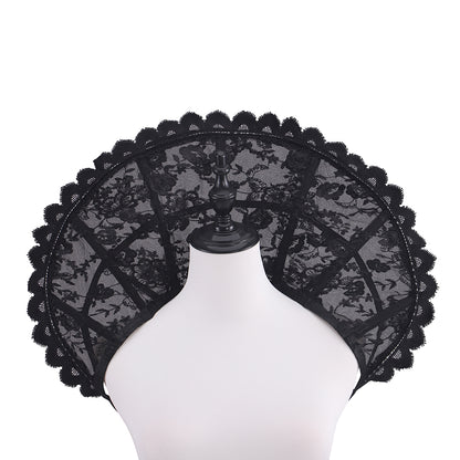 Regency Black Lace Fan - Shaped Neck Collar with Intricate Patterns for Historical Reenactments Regency Themed Halloween Christmas