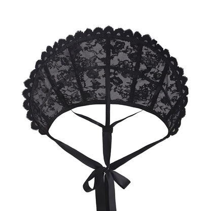 Regency Black Lace Fan - Shaped Neck Collar with Intricate Patterns for Historical Reenactments Regency Themed Halloween Christmas