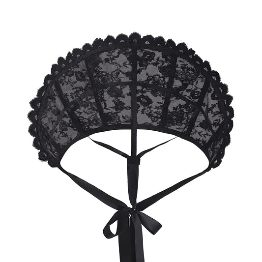 Regency Black Lace Fan - Shaped Neck Collar with Intricate Patterns for Historical Reenactments Regency Themed Halloween Christmas