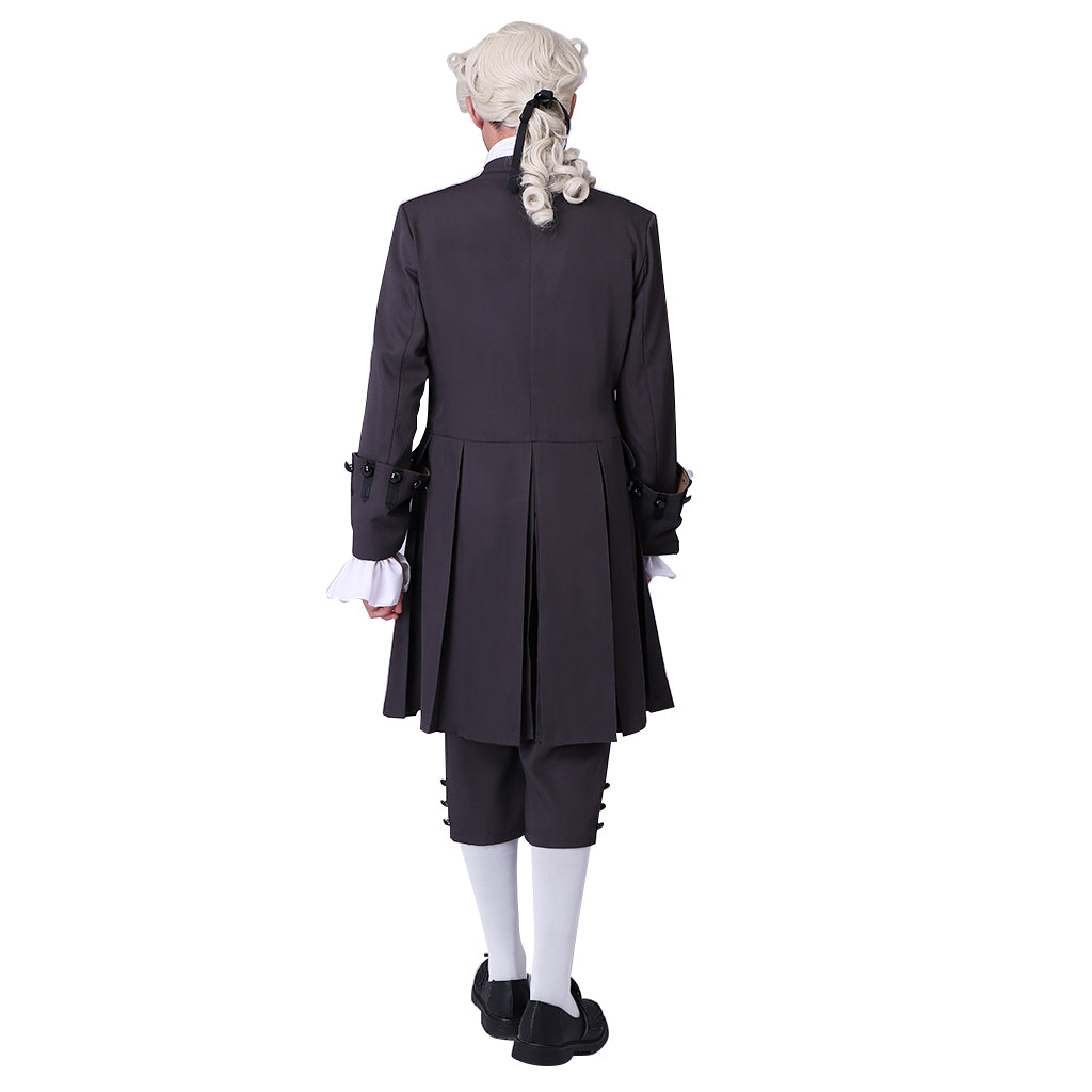 Medieval Military Officer Men's Black Coat with with Waistcoat and Cravat Costume for Historical Reenactments Cosplay Events or Halloween Christmas or Parties