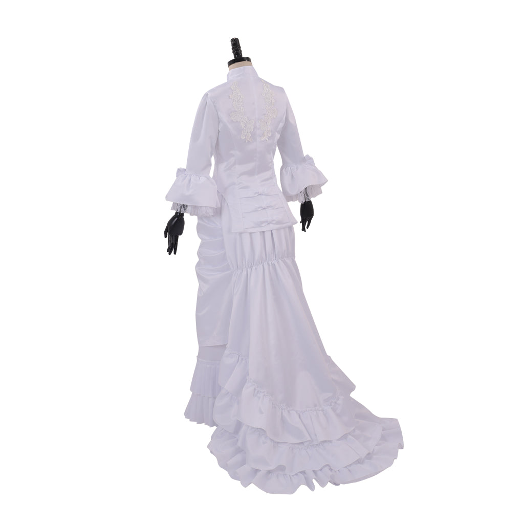 Victorian Rococo Medieval Floor Length Dress Flare Cuff Sleeve Dress Party Costume Prom Dress Princess Shakespeare Solid Ball Gown White Women's Royal Christmas Halloween Carnival Party Evening Dress Masquerade Adults' Dress All Seasons