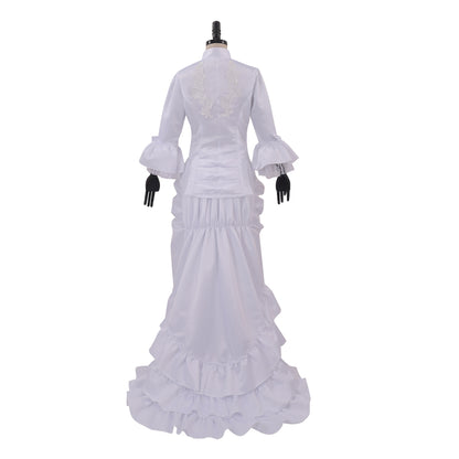 Victorian Rococo Medieval Floor Length Dress Flare Cuff Sleeve Dress Party Costume Prom Dress Princess Shakespeare Solid Ball Gown White Women's Royal Christmas Halloween Carnival Party Evening Dress Masquerade Adults' Dress All Seasons