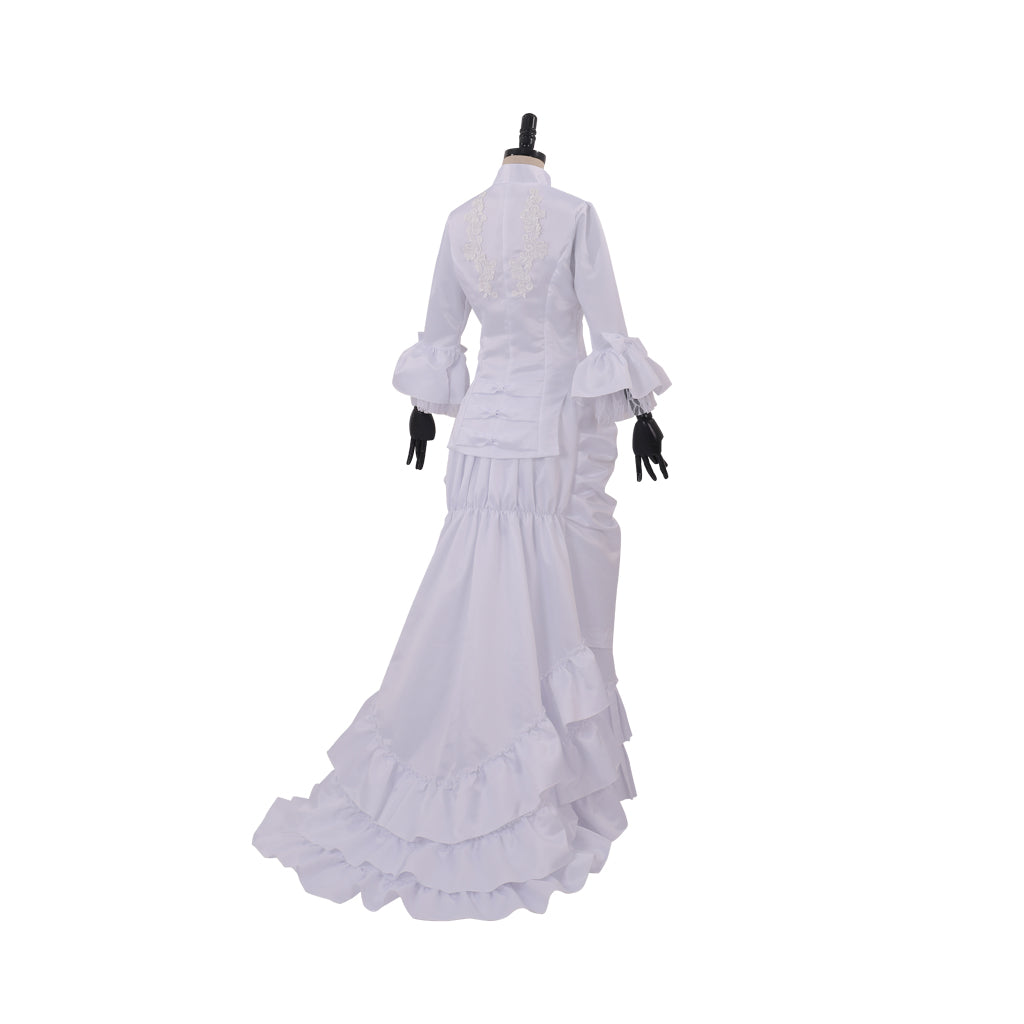 Victorian Rococo Medieval Floor Length Dress Flare Cuff Sleeve Dress Party Costume Prom Dress Princess Shakespeare Solid Ball Gown White Women's Royal Christmas Halloween Carnival Party Evening Dress Masquerade Adults' Dress All Seasons