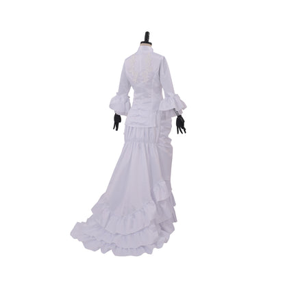 Victorian Rococo Medieval Floor Length Dress Flare Cuff Sleeve Dress Party Costume Prom Dress Princess Shakespeare Solid Ball Gown White Women's Royal Christmas Halloween Carnival Party Evening Dress Masquerade Adults' Dress All Seasons