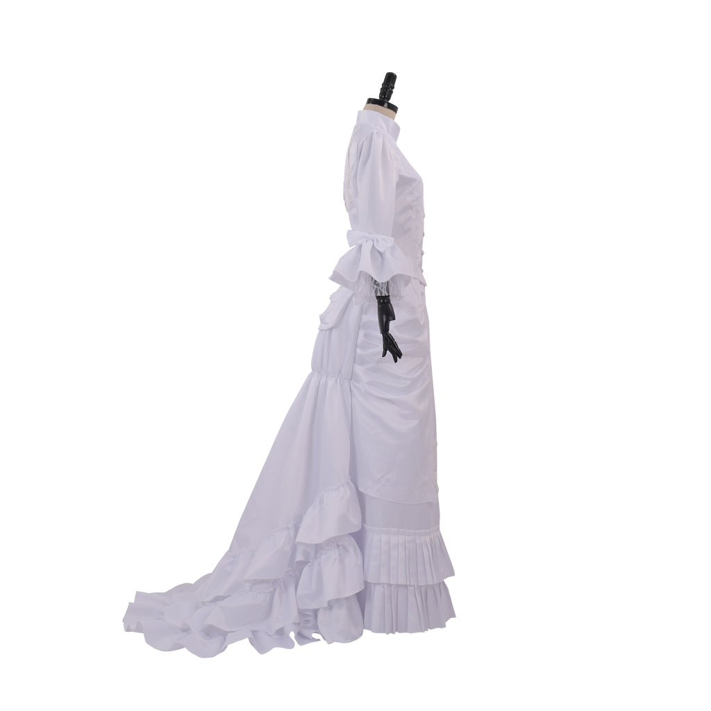 Victorian Rococo Medieval Floor Length Dress Flare Cuff Sleeve Dress Party Costume Prom Dress Princess Shakespeare Solid Ball Gown White Women's Royal Christmas Halloween Carnival Party Evening Dress Masquerade Adults' Dress All Seasons