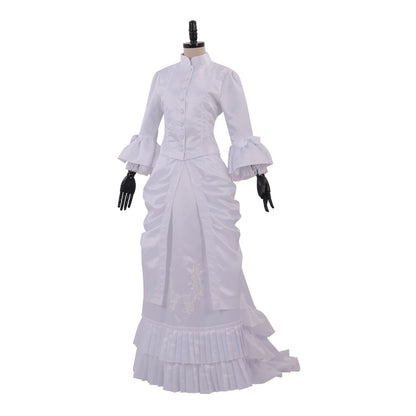 Victorian Rococo Medieval Floor Length Dress Flare Cuff Sleeve Dress Party Costume Prom Dress Princess Shakespeare Solid Ball Gown White Women's Royal Christmas Halloween Carnival Party Evening Dress Masquerade Adults' Dress All Seasons
