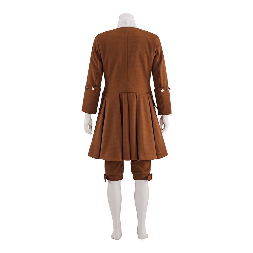 Colonial Brown Frock Coat with Buttoned Front and Tailored Silhouette for Historical Reenactments Colonial Themed Halloween Christmas