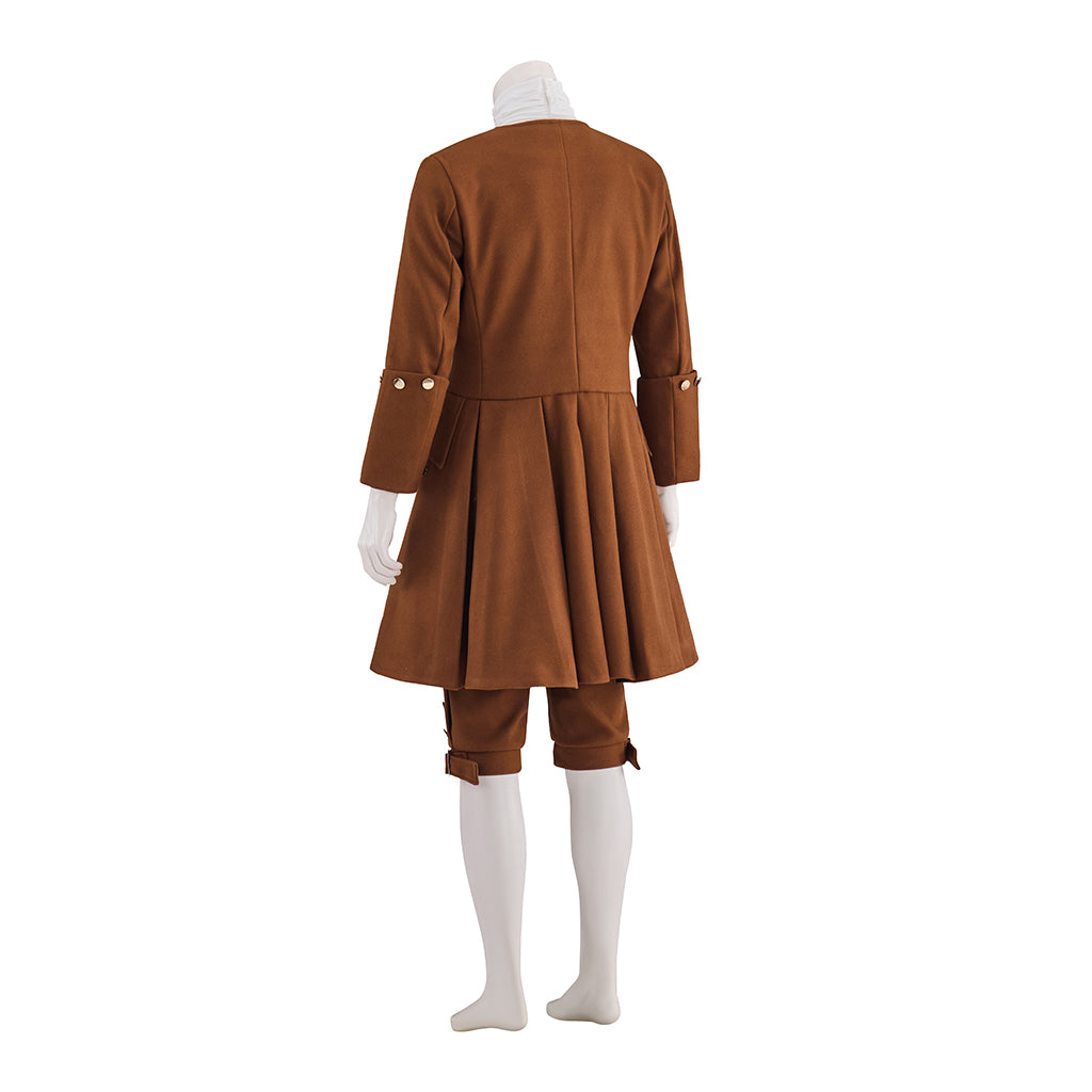 Colonial Brown Frock Coat with Buttoned Front and Tailored Silhouette for Historical Reenactments Colonial Themed Halloween Christmas