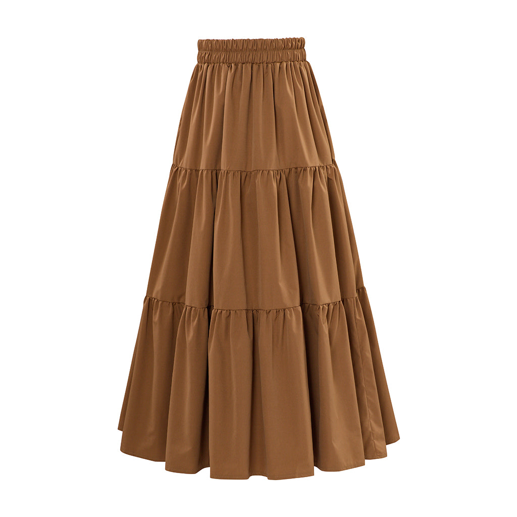 Renaissance Style Brown Long Tiered Skirt for Historical Reenactments Cosplay Events Medieval Themed Gatherings Halloween Christmas
