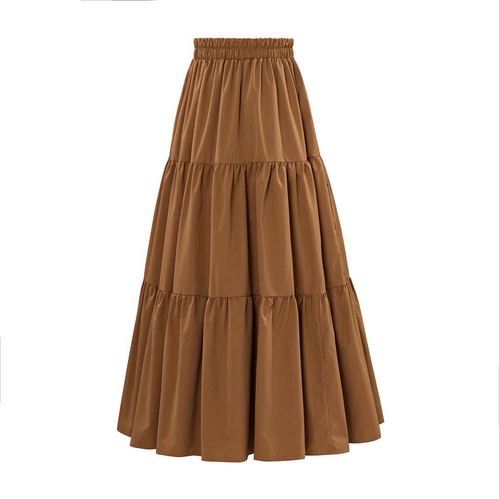 Renaissance Style Brown Long Tiered Skirt for Historical Reenactments Cosplay Events Medieval Themed Gatherings Halloween Christmas