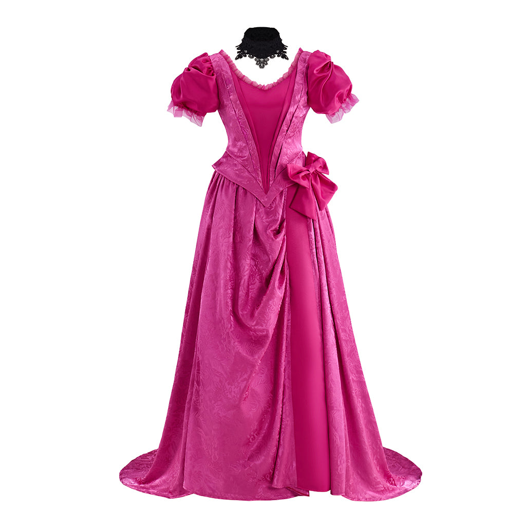 Victorian Pink Gown with Puffed Sleeves and Waist Cinching Details for Historical Reenactments Victorian Themed Halloween Christmas