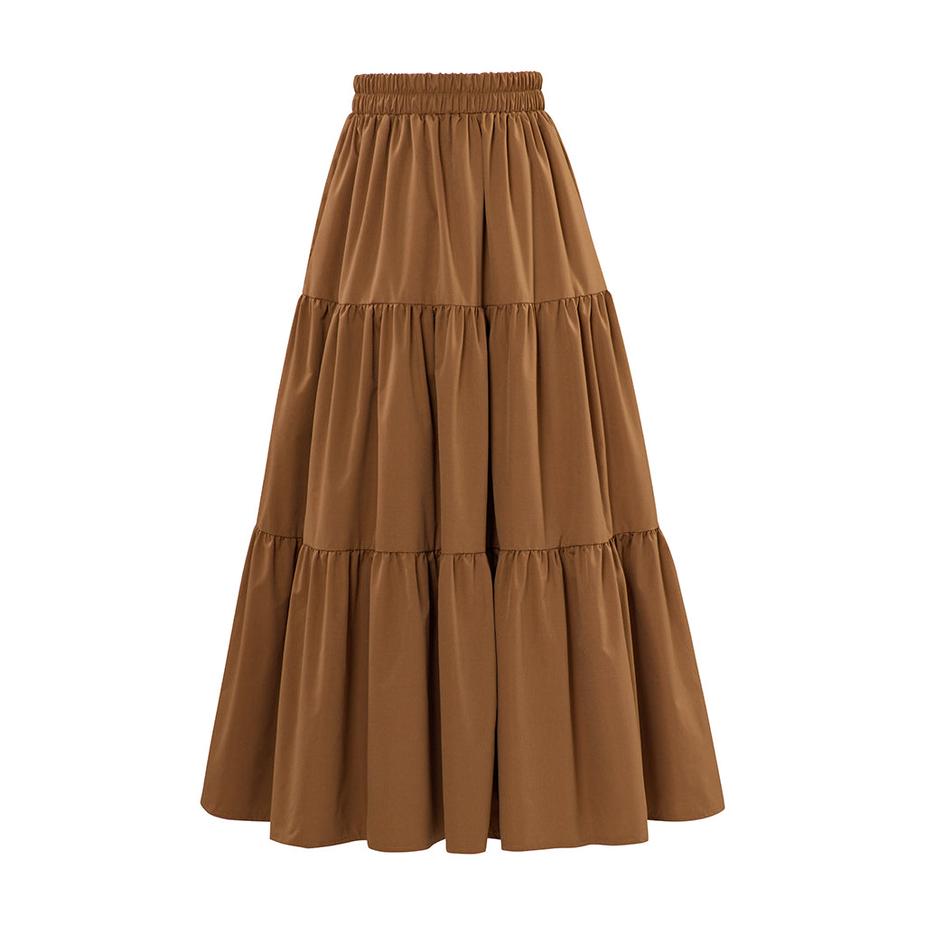 Renaissance Style Brown Long Tiered Skirt for Historical Reenactments Cosplay Events Medieval Themed Gatherings Halloween Christmas