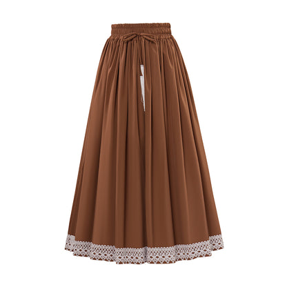Renaissance Style Brown Long Skirt with Trimmed Hem for Historical Reenactments Cosplay Events Medieval Themed Gatherings Halloween Christmas