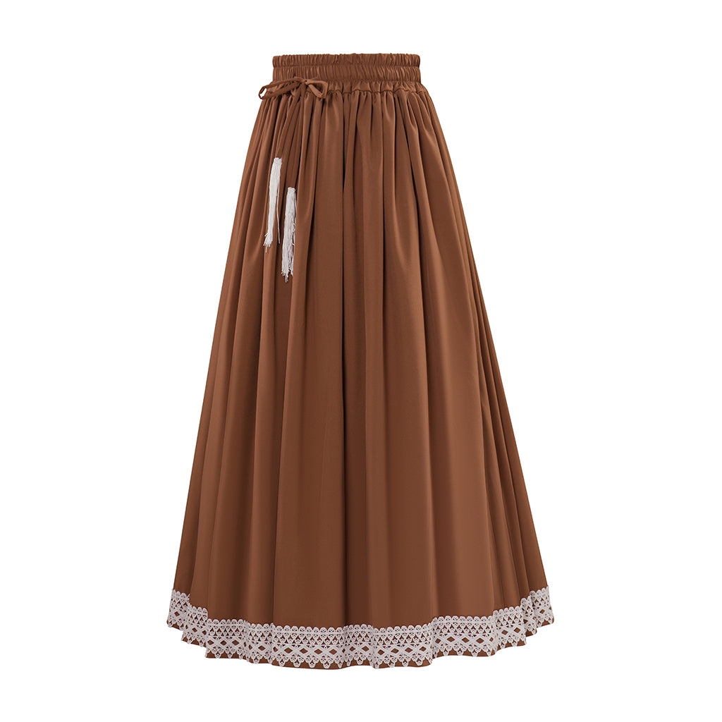 Renaissance Style Brown Long Skirt with Trimmed Hem for Historical Reenactments Cosplay Events Medieval Themed Gatherings Halloween Christmas