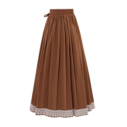 Renaissance Style Brown Long Skirt with Trimmed Hem for Historical Reenactments Cosplay Events Medieval Themed Gatherings Halloween Christmas