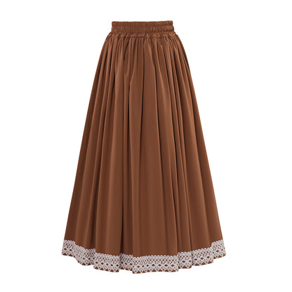 Renaissance Style Brown Long Skirt with Trimmed Hem for Historical Reenactments Cosplay Events Medieval Themed Gatherings Halloween Christmas