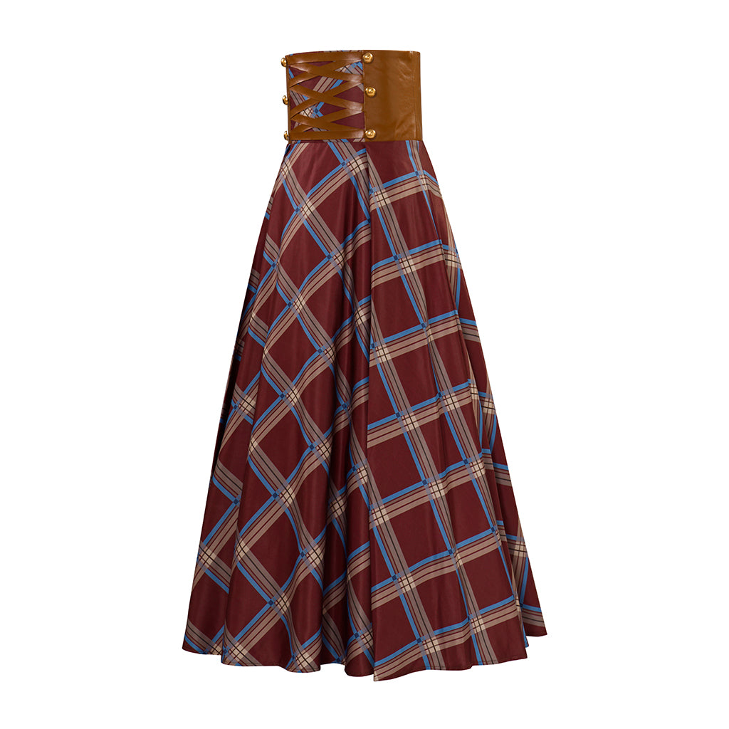 Renaissance Style Brown Long Skirt with Trimmed Hem for Historical Reenactments Cosplay Events Medieval Themed Gatherings Halloween Christmas