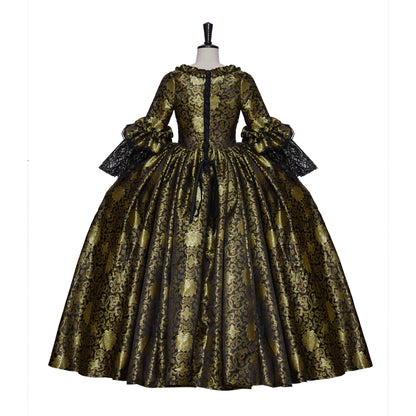 18th Gothic Rococo Inspired Long Length Prom Dress Flare Cuff Sleeve Party Costume Prom Gown Princess Shakespeare Lady Geometric Ball Gown Dark Gold Women's Royal Halloween Carnival Party Evening Dress Valentine's DayParty Masquerade Adults' Dress All