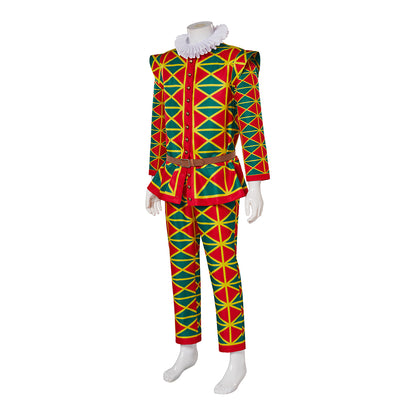 Medieval Style Colorful Diamond Patterned Suit for Historical Reenactments Cosplay Events Renaissance Fairs Halloween or Christmas Themed Parties