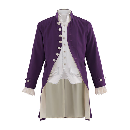 Baroque Style Gold Embroidered Court Ensemble with White Ruffled Jabot Ornate Coat for Theatrical Performances  Halloween Christmas