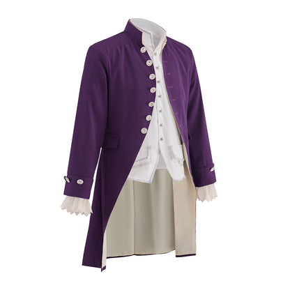 Baroque Style Gold Embroidered Court Ensemble with White Ruffled Jabot Ornate Coat for Theatrical Performances  Halloween Christmas