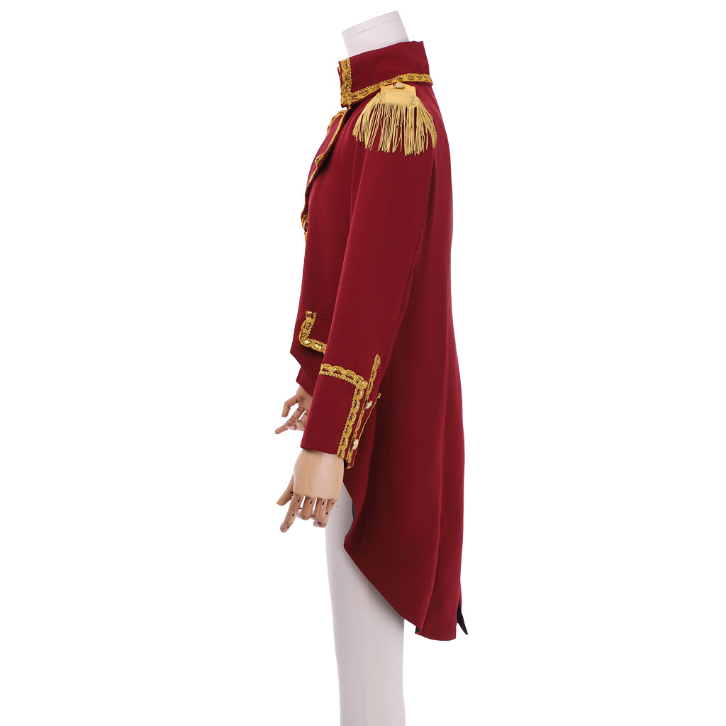 the Musical The Greatest Showman Phillip Carlyle Cosplay Costume P. T. Barnum Stage Costume Military Tailcoat Outfit Adult Halloween Christmas Party Burgundy Military Uniform With Tailcoat