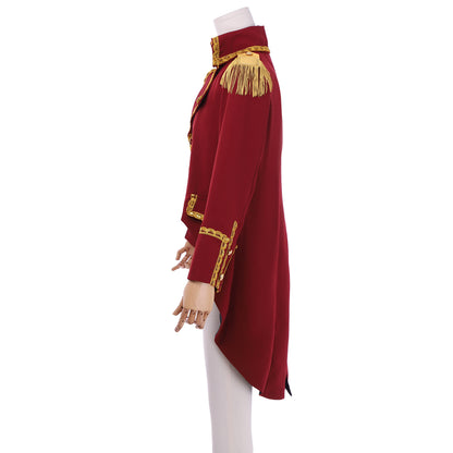 the Musical The Greatest Showman Phillip Carlyle Cosplay Costume P. T. Barnum Stage Costume Military Tailcoat Outfit Adult Halloween Christmas Party Burgundy Military Uniform With Tailcoat