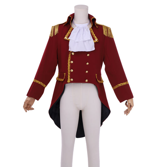 the Musical The Greatest Showman Phillip Carlyle Cosplay Costume P. T. Barnum Stage Costume Military Tailcoat Outfit Adult Halloween Christmas Party Burgundy Military Uniform With Tailcoat