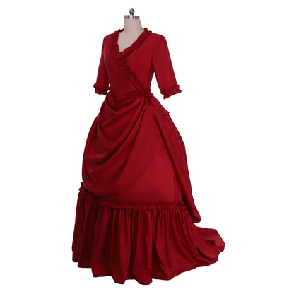 Victorian Rococo Medieval Length Dress 3/4-Length Sleeve Ball Gown Solid Color Ball Gown Red Women's Royal Halloween Carnival Party Evening Dress Valentine's DayParty Masquerade Adults' Dress All