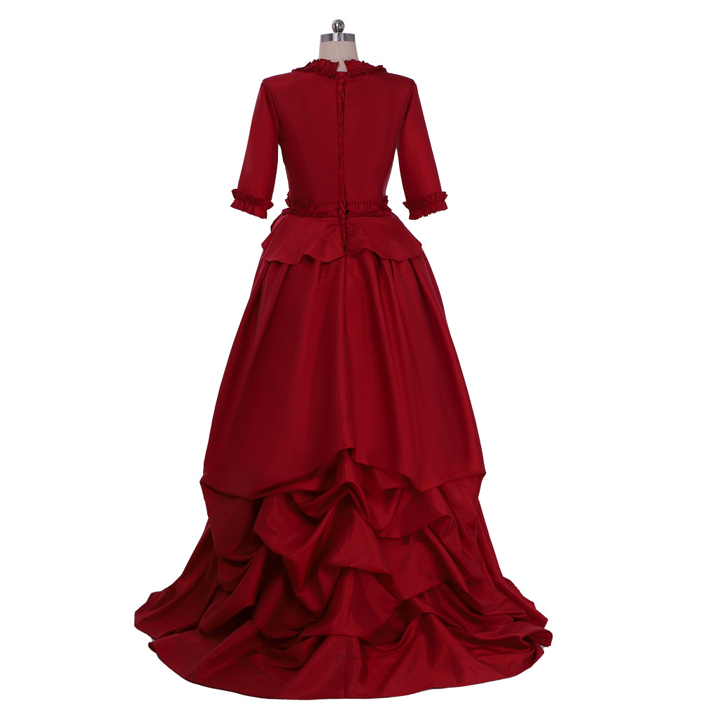 Victorian Rococo Medieval Length Dress 3/4-Length Sleeve Ball Gown Solid Color Ball Gown Red Women's Royal Halloween Carnival Party Evening Dress Valentine's DayParty Masquerade Adults' Dress All